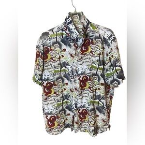 Vintage County Seat Shirt Women’s XL. Hawaiian Asian Dragons Rayon